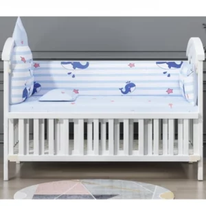 Newborn Solid Wood Crib, Movable Splicing Bed Multifunctional Baby Rocking Bed, Adjustable Guardrail Height, with Mosquito Net - Image 4