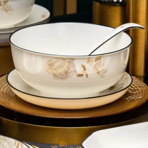 chinese porcelain plates dinner sets full set ceramic fine floral china dinnerware set zastawa obiadowa komplet Dinnerware set - Image 4