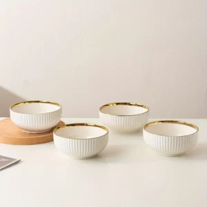 "Luxury Gold-Trimmed Ceramic Dinnerware Set: Premium Hotel-Grade Bowl & Plate Combo for Home Use (Rice Bowls, Entrée Plates, Sou - Image 8