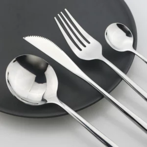 24Pcs Black Handle Golden Cutlery Set Stainless Steel Knife Fork Spoon Tableware Flatware Set Festival Kitchen Dinnerware Gift - Image 5