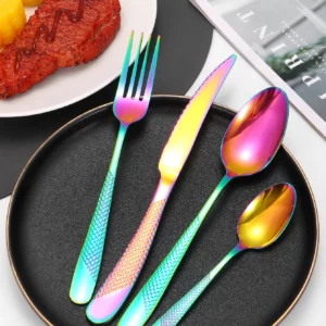 24pc Stainless steel tableware star steak knife and fork dessert fork spoon family suits - Image 7