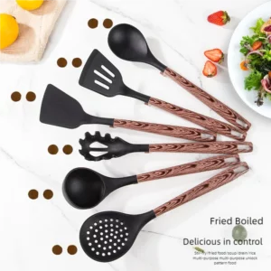 7Pcs Silicone Cooking Utensils Set For Non-stick Cookware Black Kitchen Cuisine Outils Cookware Heat Resistant Accessoires - Image 2