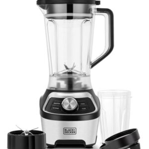 BLACK+DECKER High-Speed Blender, 1.85L BPA-Free Jar, 500ml Travel Cup, 20,000 RPM, 6-Blade, Stainless Steel, Smoothie & Ice Crush Presets, Variable Speed, 1.8 L 1200 W BXH1200-B5 Silver - Image 7