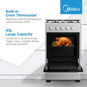 Midea 50x55cm Freestanding Cooker, Full Gas Cooking Range With 4 Burners, Manual Ignition And Full Safety MFO-MG20TE-OL Silver - Image 4