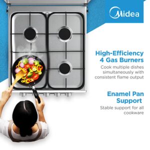 Midea 50x55cm Freestanding Cooker, Full Gas Cooking Range With 4 Burners, Manual Ignition And Full Safety MFO-MG20TE-OL Silver - Image 5