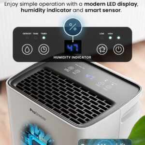 Pro Breeze 12L Compressor Dehumidifier with 2L Water Tank, Laundry Drying & Automatic Humidity Sensor - Portable Mould Remover with 24-Hour Timer for Damp, Black Mould and Condensation - Image 3