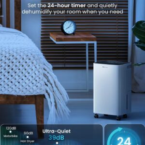 Pro Breeze 12L Compressor Dehumidifier with 2L Water Tank, Laundry Drying & Automatic Humidity Sensor - Portable Mould Remover with 24-Hour Timer for Damp, Black Mould and Condensation - Image 4