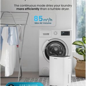 Pro Breeze 12L Compressor Dehumidifier with 2L Water Tank, Laundry Drying & Automatic Humidity Sensor - Portable Mould Remover with 24-Hour Timer for Damp, Black Mould and Condensation - Image 5
