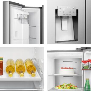 Hisense Gross 819L/Net 632L Side By Side Refrigerator Fridge RS818N4IIE, Ice& Water Despenser, Food Management, Smart Connectivity, Digital Temp Sensor, Big Capacity, Metal Tech Cooling, Muti Air Flow System, Dual Temp Control Zone, Durable Inverter, Moisture Fresh Crisper, Inverter RS818N4IIEI Inox - Image 5
