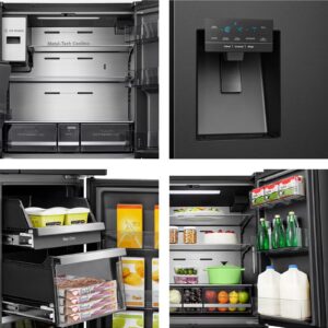 Hisense Gross 759L/Net 760L Cross Door Refrigerator Fridge RQ760N4IF1, TFT Screen, Ice& Water Despneser, Smart Connectivity, Smart Diagnostic, Shopping List Function, Food Inventory Monitor, Impressive Recipes Function, Albums, Message Board, Screen Shareing, Premium Flat Door Design,Triple Cooling Zone, Antibacterial Guard, Inverter RQ760N4IF1 black - Image 4