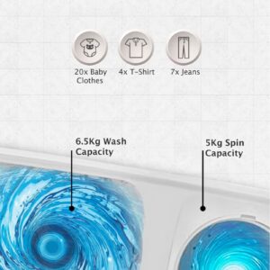 EGNRL 6.5 KG Wash/ 5.0 KG Spin Semi- Automatic Twin Tub Washing Machine, EGWM800, White (1 Year Brand Warranty) 6.5 kg 580 W EGWM800 White - Image 6