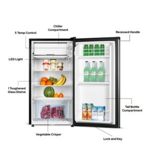 Impex 90L Gross/83L Net Single Door Refrigerator (IMRF 140C),5 Level Temprature Adjustment Knob, 8L Freezer Fast Cooling, Glass Shelf, Child Safety Lock, Fast Cooling, Low Noise, Energy Saving Fridge – 2 Year Warranty 60 W IMRF 140C Dark Grey - Image 2