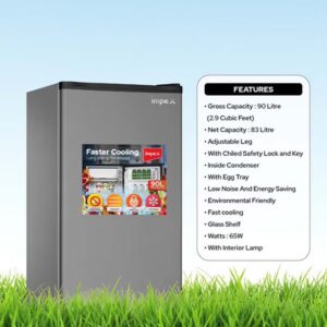 Impex 90L Gross/83L Net Single Door Refrigerator (IMRF 140C),5 Level Temprature Adjustment Knob, 8L Freezer Fast Cooling, Glass Shelf, Child Safety Lock, Fast Cooling, Low Noise, Energy Saving Fridge – 2 Year Warranty 60 W IMRF 140C Dark Grey - Image 3