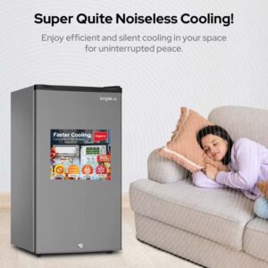 Impex 90L Gross/83L Net Single Door Refrigerator (IMRF 140C),5 Level Temprature Adjustment Knob, 8L Freezer Fast Cooling, Glass Shelf, Child Safety Lock, Fast Cooling, Low Noise, Energy Saving Fridge – 2 Year Warranty 60 W IMRF 140C Dark Grey - Image 6