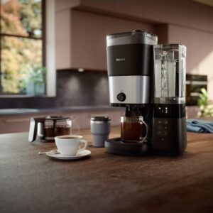 Philips All-in-One Brew Drip Coffee Maker - With Built-in Grinder, Up to 10 Cups, Glass Jug, Auto Off function, Timing Controlled Brewing Program, Duo Beans Container, 1.25 L 1000 W HD7900/50 Black/Silver - Image 3