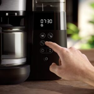 Philips All-in-One Brew Drip Coffee Maker - With Built-in Grinder, Up to 10 Cups, Glass Jug, Auto Off function, Timing Controlled Brewing Program, Duo Beans Container, 1.25 L 1000 W HD7900/50 Black/Silver - Image 5