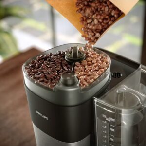 Philips All-in-One Brew Drip Coffee Maker - With Built-in Grinder, Up to 10 Cups, Glass Jug, Auto Off function, Timing Controlled Brewing Program, Duo Beans Container, 1.25 L 1000 W HD7900/50 Black/Silver - Image 8