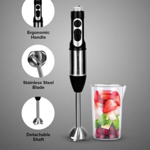 Olsenmark Powerful Copper Motor 2 Speed Modes 4 in 1 Hand Blender OMHB2462 Black/Silver/Clear - Image 4