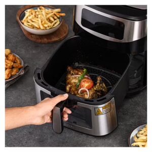 GEEPAS Digital Double Heating Air Fryer- GAF37524N/ 9.2 liter Capacity, Vortex Frying Technology/ LED Display Touchscreen, 60 Min Timer, 80% Less Fat/ 9 Preset Programs, for Fries, Steak, Chicken, Cake, Meat, Bread, etc./ 2 Years Warranty, Black and Silver 9.2 L 2150 W GAF37524N Black/Silver - Image 3