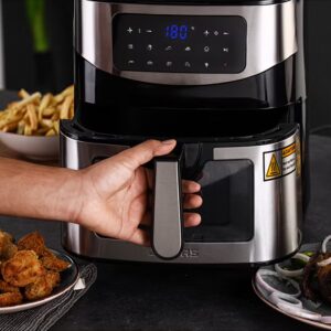 GEEPAS Digital Double Heating Air Fryer- GAF37524N/ 9.2 liter Capacity, Vortex Frying Technology/ LED Display Touchscreen, 60 Min Timer, 80% Less Fat/ 9 Preset Programs, for Fries, Steak, Chicken, Cake, Meat, Bread, etc./ 2 Years Warranty, Black and Silver 9.2 L 2150 W GAF37524N Black/Silver - Image 6