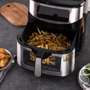 GEEPAS Digital Double Heating Air Fryer- GAF37524N/ 9.2 liter Capacity, Vortex Frying Technology/ LED Display Touchscreen, 60 Min Timer, 80% Less Fat/ 9 Preset Programs, for Fries, Steak, Chicken, Cake, Meat, Bread, etc./ 2 Years Warranty, Black and Silver 9.2 L 2150 W GAF37524N Black/Silver - Image 7