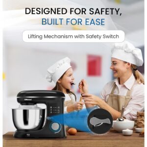 Nobel Stand Mixer, Full Metal Gear System, 4L Stainless Steel Bowl - 6 Speeds, LED, Safety Switch, Anti-slip Feet 4 L 800 W NBM60 Black - Image 4