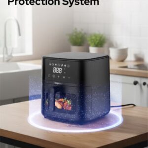 Impex 4.5L Digital Air Fryer | 1200W Oil-Free Air Fryer with Transparent Glass Door | 7 Preset Menus, Non-Stick Basket, Cyclonic Airflow, Smart Touch Control, Overheat Protection, Adjustable Temperature | Large Capacity | AF4307 4.5 L 1200 W AF 4307 Black - Image 3