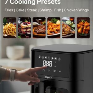 Impex 4.5L Digital Air Fryer | 1200W Oil-Free Air Fryer with Transparent Glass Door | 7 Preset Menus, Non-Stick Basket, Cyclonic Airflow, Smart Touch Control, Overheat Protection, Adjustable Temperature | Large Capacity | AF4307 4.5 L 1200 W AF 4307 Black - Image 4