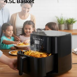 Impex 4.5L Digital Air Fryer | 1200W Oil-Free Air Fryer with Transparent Glass Door | 7 Preset Menus, Non-Stick Basket, Cyclonic Airflow, Smart Touch Control, Overheat Protection, Adjustable Temperature | Large Capacity | AF4307 4.5 L 1200 W AF 4307 Black - Image 5