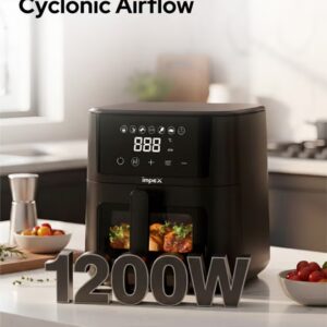 Impex 4.5L Digital Air Fryer | 1200W Oil-Free Air Fryer with Transparent Glass Door | 7 Preset Menus, Non-Stick Basket, Cyclonic Airflow, Smart Touch Control, Overheat Protection, Adjustable Temperature | Large Capacity | AF4307 4.5 L 1200 W AF 4307 Black - Image 6