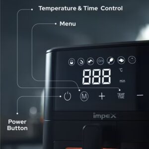 Impex 4.5L Digital Air Fryer | 1200W Oil-Free Air Fryer with Transparent Glass Door | 7 Preset Menus, Non-Stick Basket, Cyclonic Airflow, Smart Touch Control, Overheat Protection, Adjustable Temperature | Large Capacity | AF4307 4.5 L 1200 W AF 4307 Black - Image 7