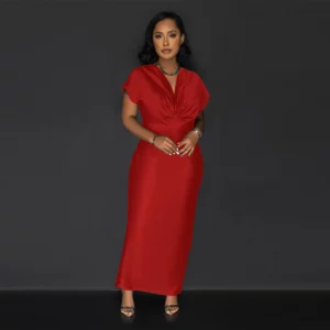 Long Dress Women Dresses Bodycon Vestidos Streetwear V Neck Short Sleeve Elegant Splice Y2k Party Club Summer 2025 Night - Image 5