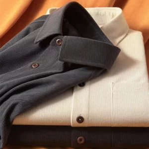 Autumn and Winter Men's New Corduroy Long Sleeved Shirt Solid Color Comfortable Casual Versatile Top - Image 2