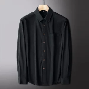 Autumn and Winter Men's New Corduroy Long Sleeved Shirt Solid Color Comfortable Casual Versatile Top - Image 5