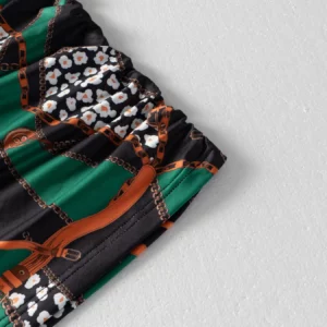 Women's Spring Summer Black Green Orange Chain Leopard Print One Shoulder Cutout Bodycon Mini Party Dress - Image 4
