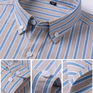 Quality 100% Cotton Oxford Shirts For Men's Long Sleeve Casual Pocket Regular-Fit Button-Down Formal Social Shirt Men Clothing - Image 3