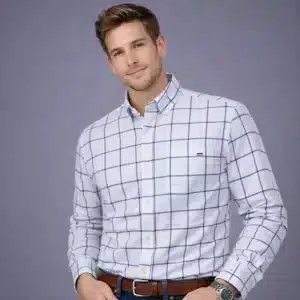 100% Pure Cotton Oxford Shirts for Men Long Sleeve Plaid Shirt Striped Male BusinessTartan Red Shirt Mans Designer Clothes - Image 2