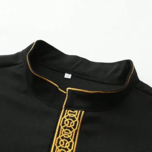 2025Islamic muslim Arabic men's robe long sleeve embroidered stand collar arabian thobe for men - Image 8