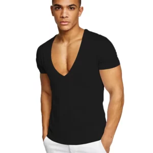 MRMT 2026 Brand New Men's Fitness And Leisure Summer Cotton Sweat-Absorbent Solid Color European Size Deep V-Neck T-Shirt Tops - Image 4