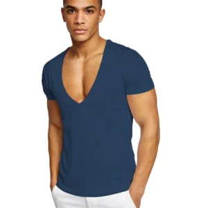 MRMT 2026 Brand New Men's Fitness And Leisure Summer Cotton Sweat-Absorbent Solid Color European Size Deep V-Neck T-Shirt Tops - Image 5
