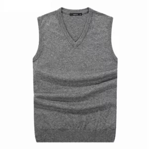 S-6XL Men Sleeveless Sweater Vest Male Autumn Spring Cotton Knitted Solid Vest Sweater Man Business V Neck Top Slim Sweaters Boy - Image 4