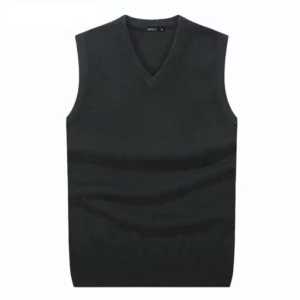 S-6XL Men Sleeveless Sweater Vest Male Autumn Spring Cotton Knitted Solid Vest Sweater Man Business V Neck Top Slim Sweaters Boy - Image 5