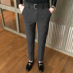 Straight Slim Fit Tressed Male Suit Trousers Social Tailoring Men's Summer Pants Stretch Business Elastic Clothing Promotion Hot - Image 6