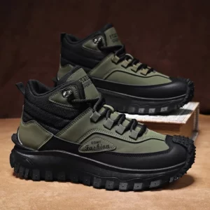 Autumn Men's Boots Trend British Retro Work Boots Waterproof High Top Hiking Shoes for Men Slip-Resistant Outdoor Hunting Boots - Image 3