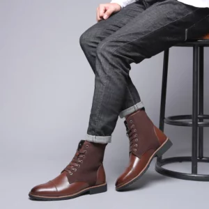 Luxury Men's Shoes New Ankle Boots High Quality Motorcycle Boots Fashion High Top Shoes for Men Designer Outdoor Shoes Big Size - Image 5