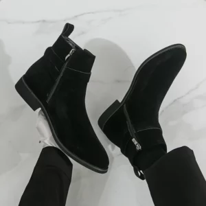 New Men's Autumn High Top Side Zipper Frosted Leather Comfortable Leather Boots Fashion Brand Men's Banquet Business Short Boots - Image 6