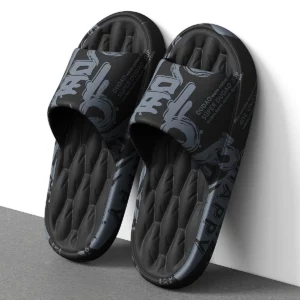 Trendy EVA Graffiti Slides for Men and Women Soft Comfortable Black White Design Playful Patterns Casual Home Outdoor Wear - Image 3