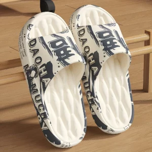 Trendy EVA Graffiti Slides for Men and Women Soft Comfortable Black White Design Playful Patterns Casual Home Outdoor Wear - Image 5