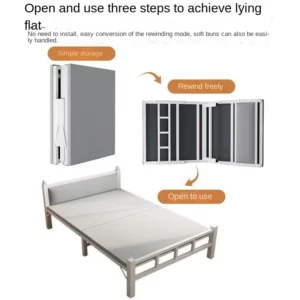 Bedroom Furniture Modern Foldable Metal Frame Bed Portable Metal Bed for Home - Image 4