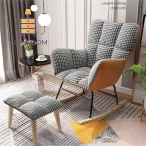 X&D Light Luxury Rocking Chair Sofa Leisure Living Room Nordic Lazy Lounge Chair Solid Wood Leisure Balcony Home Relaxation Sofa - Image 1